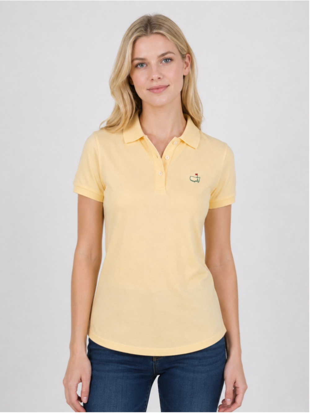 Masters Collection Ladies Short Sleeve Polo Shirt Yellow Pima Cotton Golf Size S